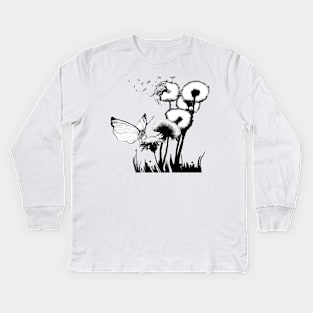 Dandelion Butterfly Kids Long Sleeve T-Shirt